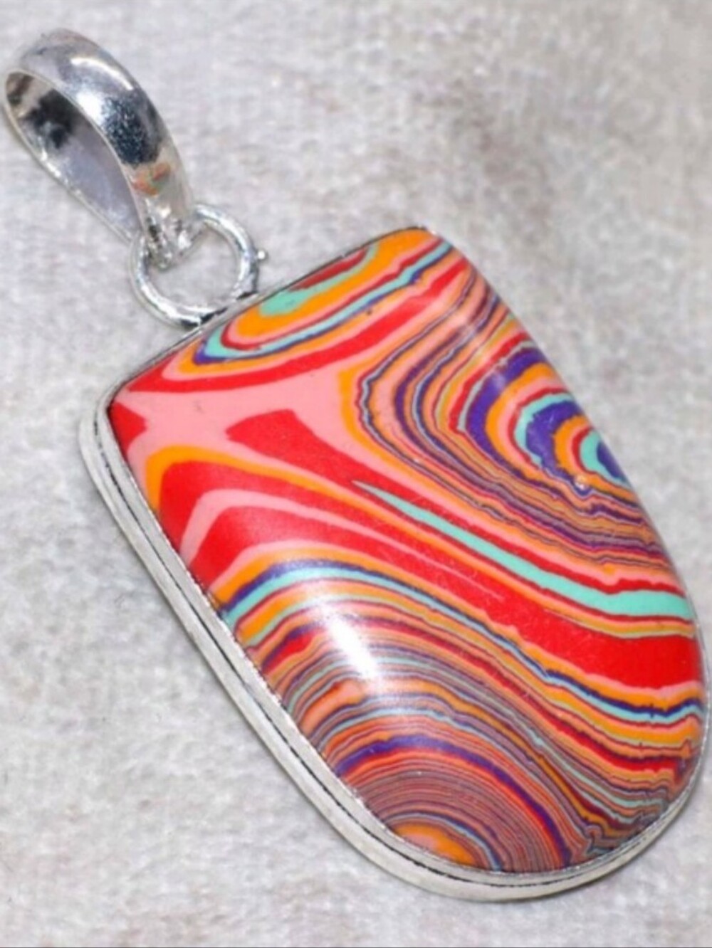 Mosaic Jasper Gemstone Jewelry 925 Sterling Silver Handmade Pendant Necklace